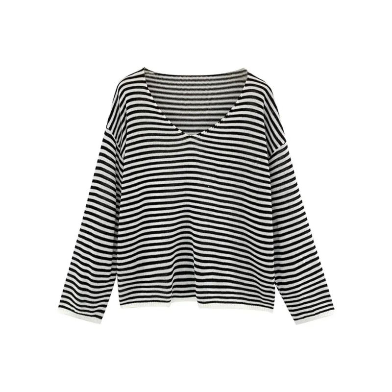 ERIRI Knitwear Women's V Neck Stripes-0