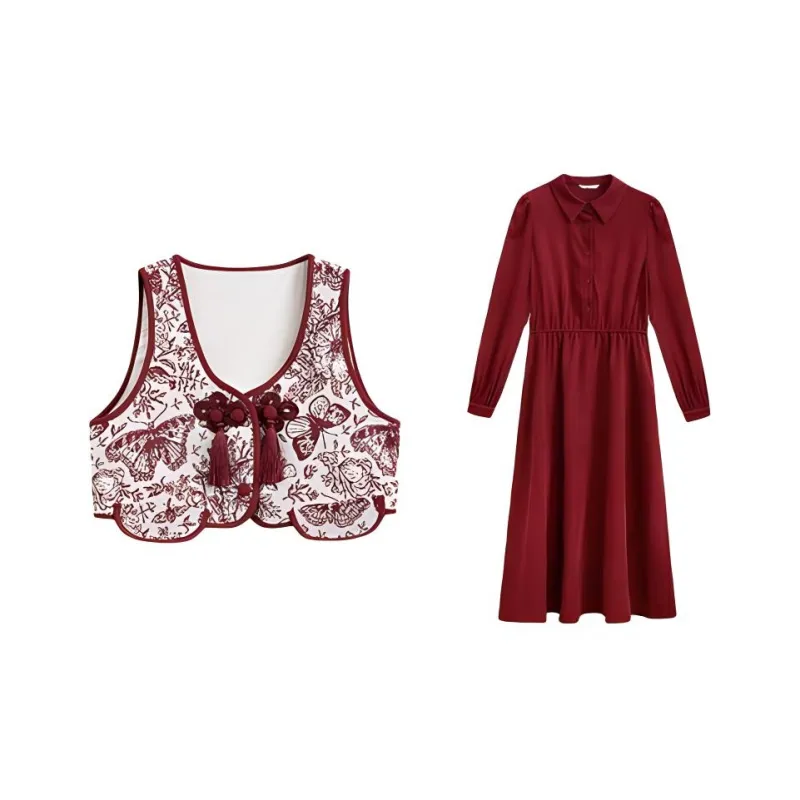 GULIANFEI Skirt Set Women's Red-0