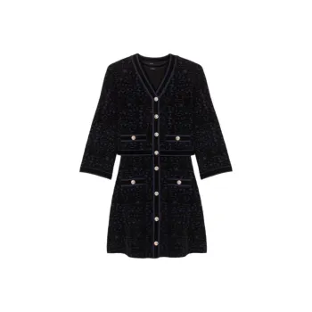 Maje Layered Velvet Knitted Dress