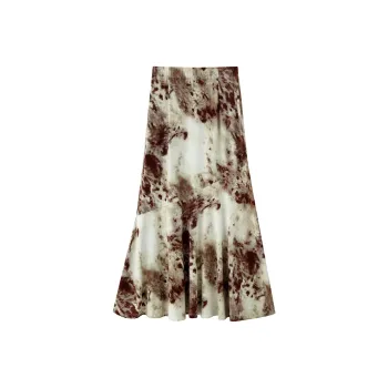 ZHOUMIAO Casual Long Skirts Women's Amber With Subtle Dyeing