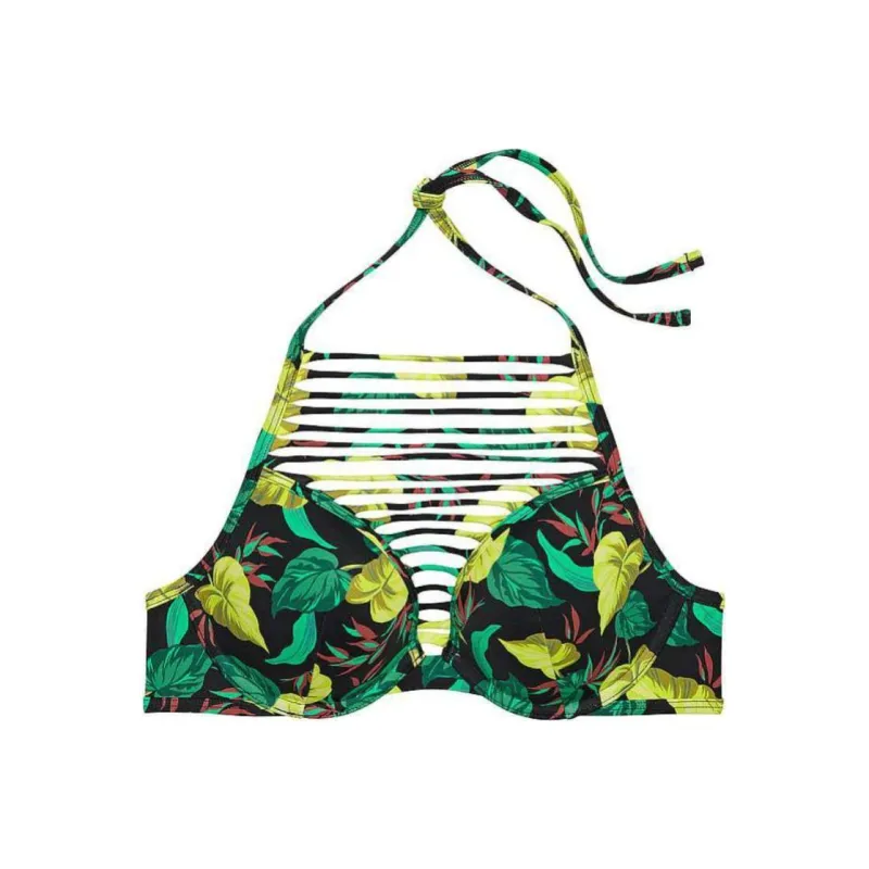 Victoria's Secret VS Archives Swim Sexy Tee High-Neck Push-UpBikiniTop/VL Bikini Women's Vintage Leaf-0