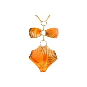Victoria's Secret BFYNE Lyra One-Piece Swimsuit / Warm Palm Print One-piece Swimsuit Women's Orange