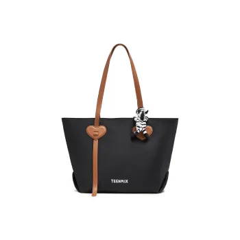 Teenmix Fabric Tote Bag, Shoulder Bag Large Size Women's Black