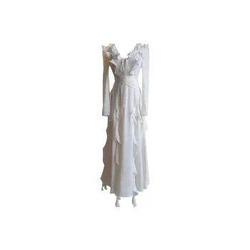 GJFD Ruffle Hem Ethereal Mermaid Long Skirt Women's Ecru