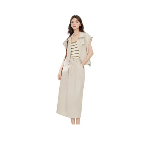 MEETLADY Skirt Set Women's Apricot