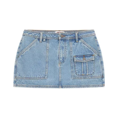 GUESS Denim Short Skirts Women's Light Blue