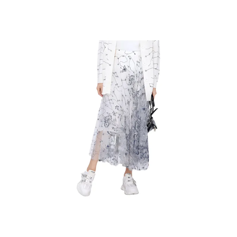 BBLLUUEE Casual Long Skirt Women's Crescent White-0