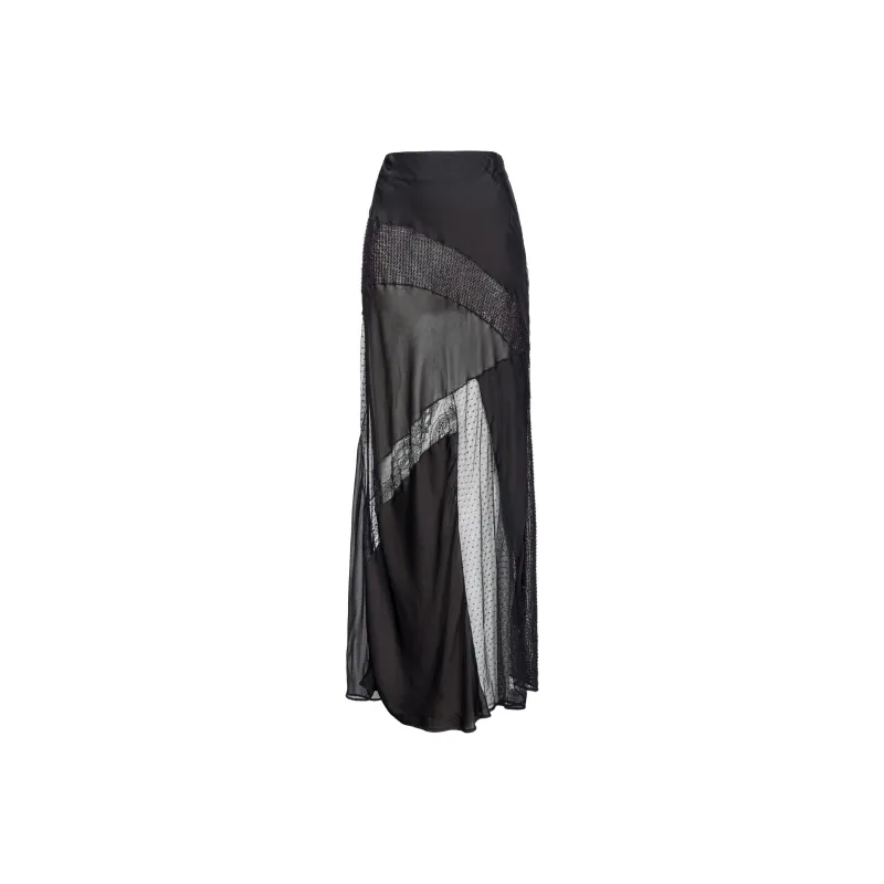 PINKO High Waist Semi-Sheer Maxi Skirt-0