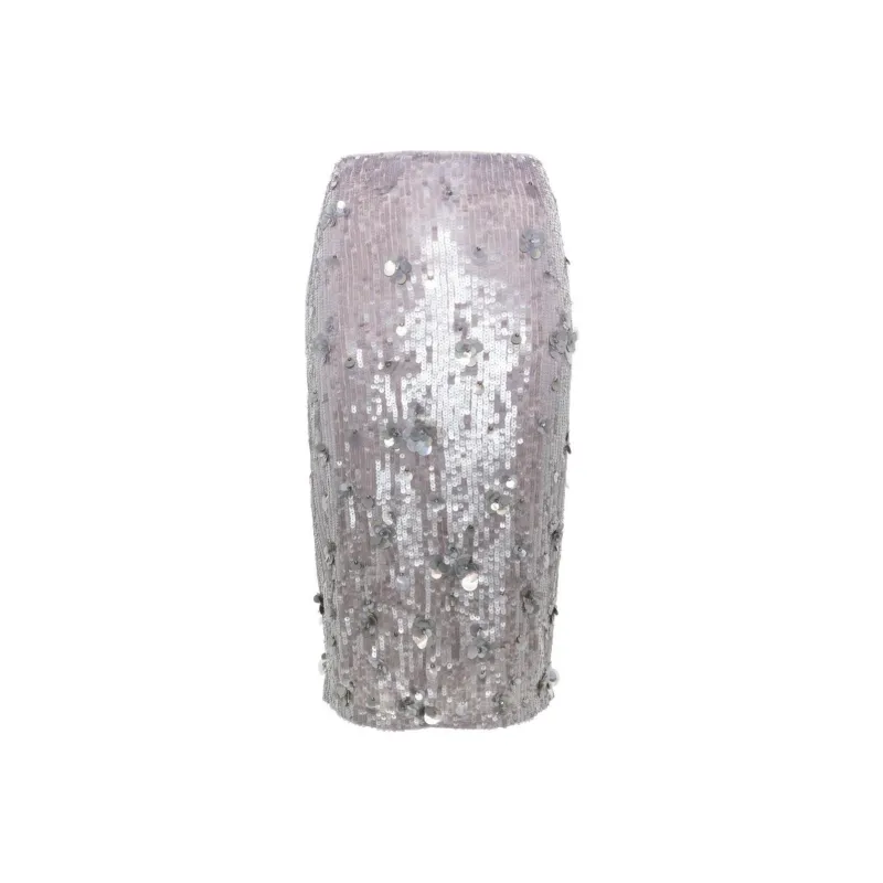 PAROSH FW24 Casual Long Skirts Women's Nickel Gray-0