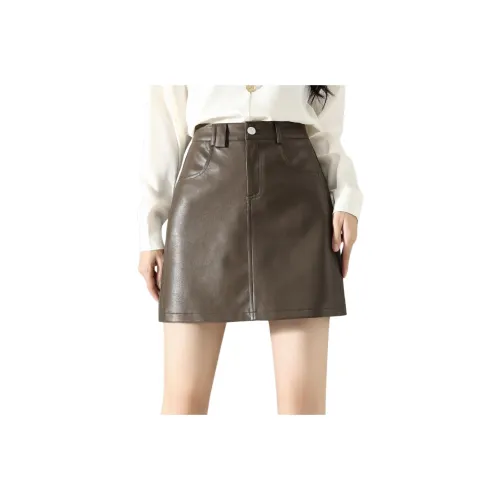 Beautiful Wardrobe Casual Short Skirts Women's Coffee