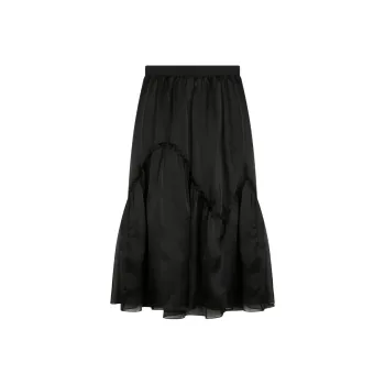 Roselingling Casual Long Skirt Women's Elegant Black
