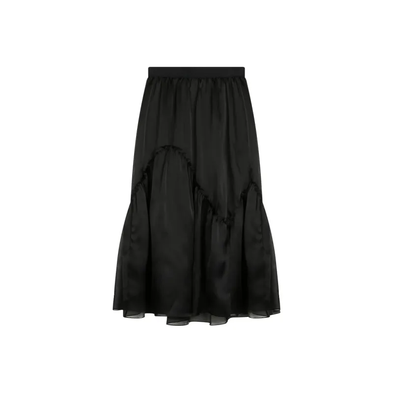 Roselingling Casual Long Skirt Women's Elegant Black-0