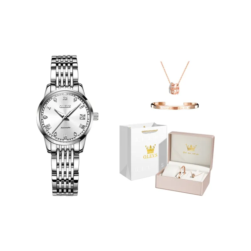 OLEVS Minimalist Series Mechanical Movement Watch Women's Watch White Dial-5