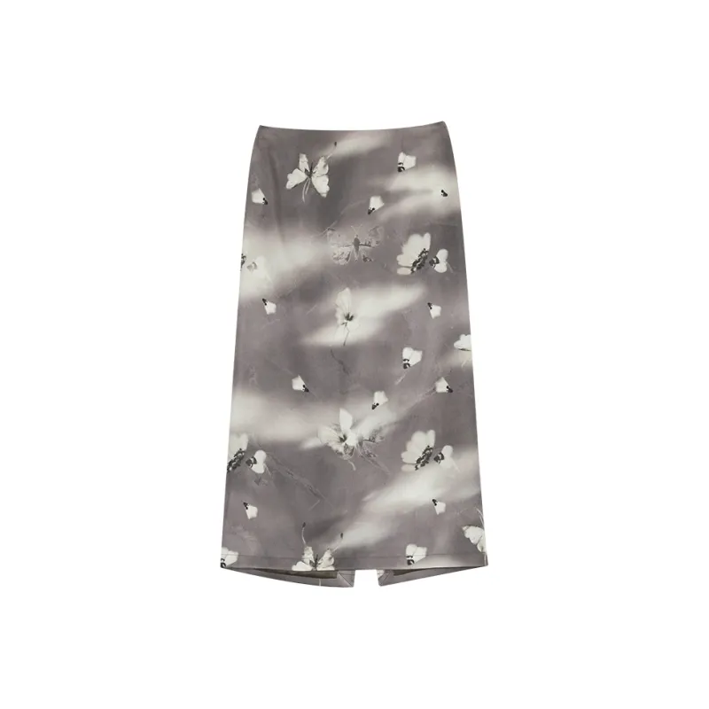 THE SEA LIFE Casual Long Skirt Women's Dark Butterfly Brown-0