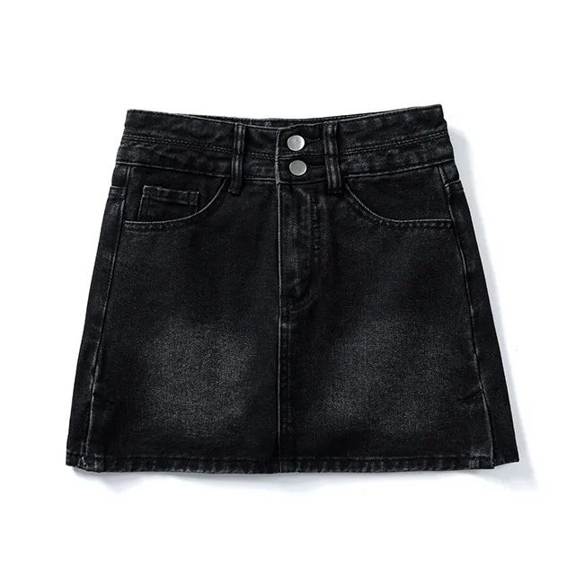 Wen Shan Denim Short Skirts Women's Black-0
