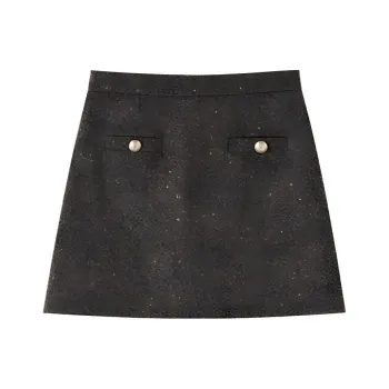 SHUXI Casual Short Skirts Women's Dark Moss Brown