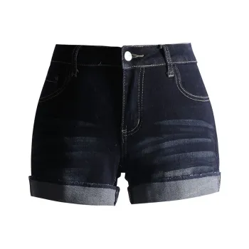 YINLEI Denim Shorts Women's Navy Black