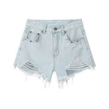 Wen Shan Denim Shorts Women's Light Blue