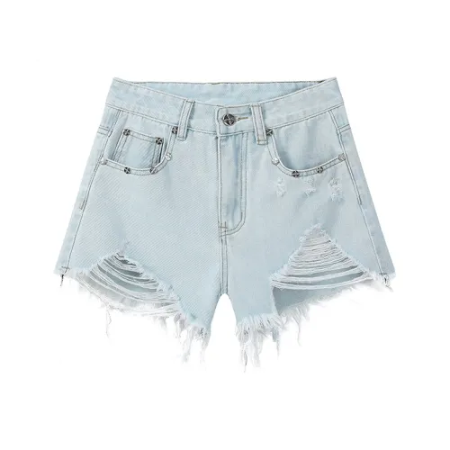 Wen Shan Denim Shorts Women's Light Blue