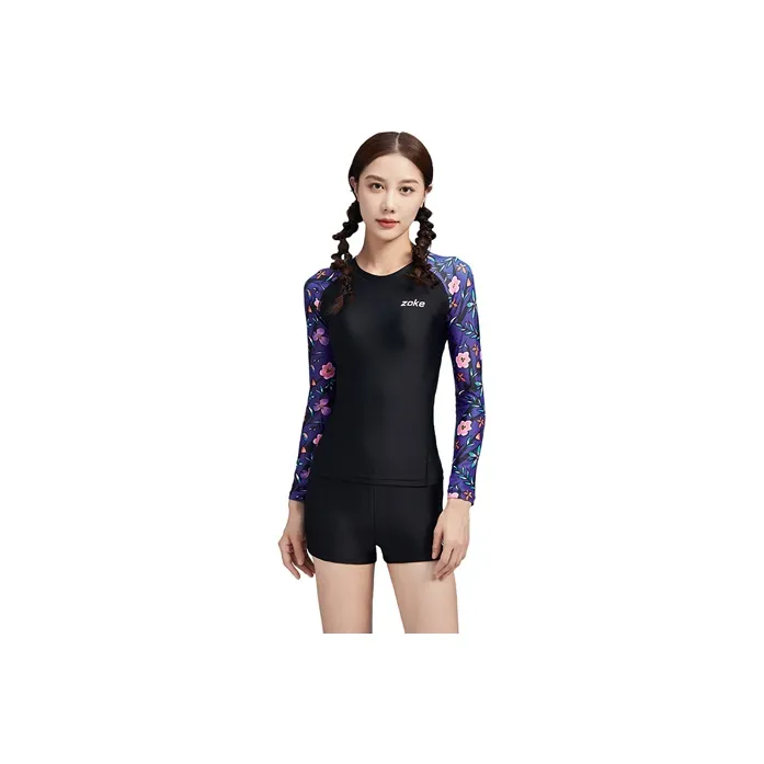 ZOKE Two Piece Swimsuits Women's Purple Blue Pink Floral-0