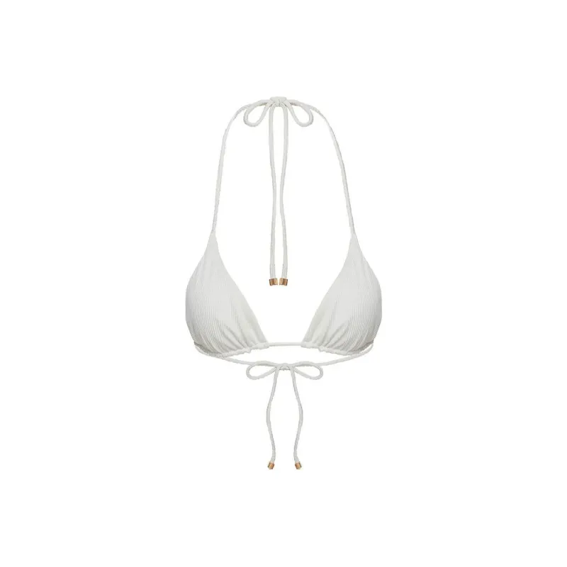 PRINCESS POLLY NEVAEH TRIANGLE RIBBED BIKINI TOP Bikini Women's White/White-0