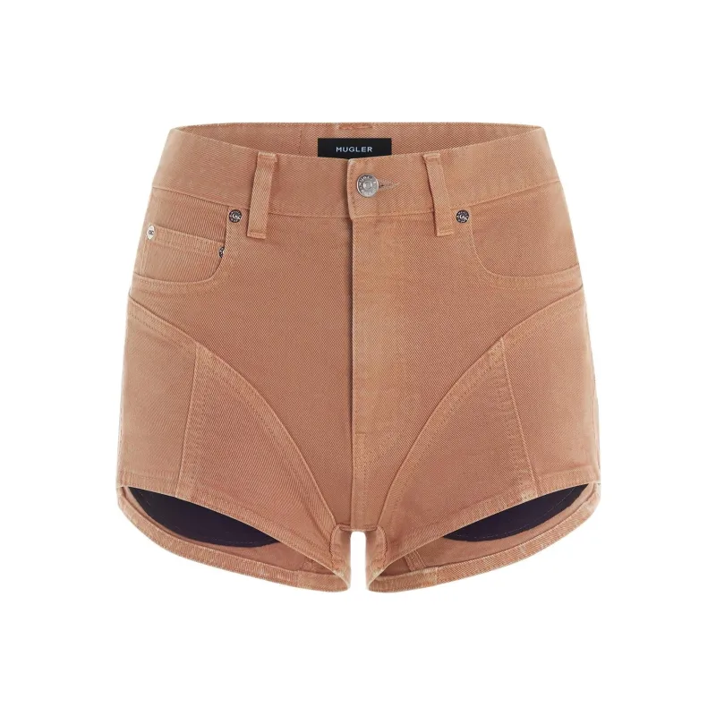 Mugler Mid rise Skinny Denim Shorts-0