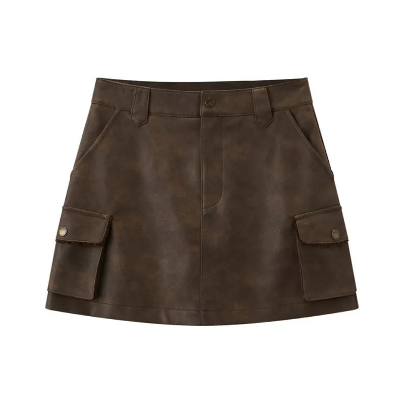 LEDIN Casual Short Skirts Women's Brown-0