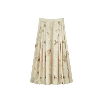 XIANGYING Casual Long Skirts Women's Khaki