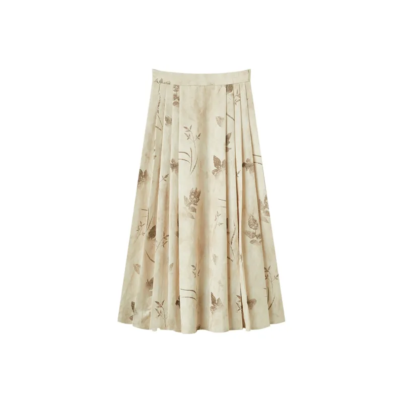 XIANGYING Casual Long Skirts Women's Khaki-0