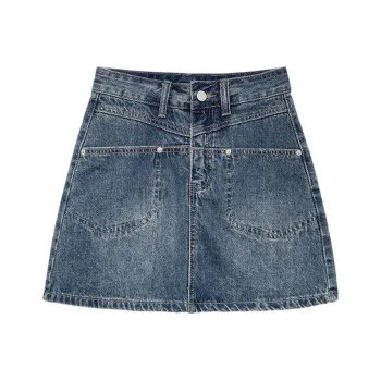 TIBINB Denim Short Skirts Women's Vintage Blue