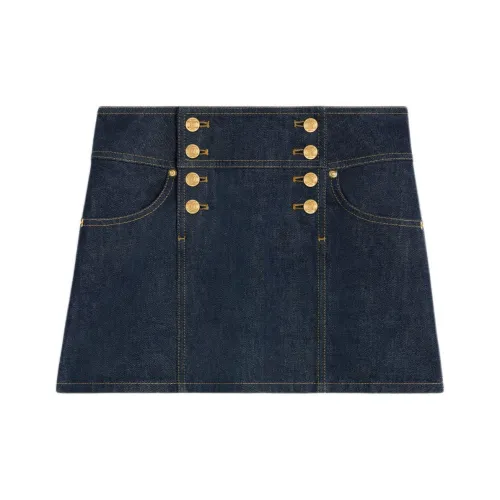 CELINE Trapeze Rinse Washed Denim Mini Skirt Rinsed