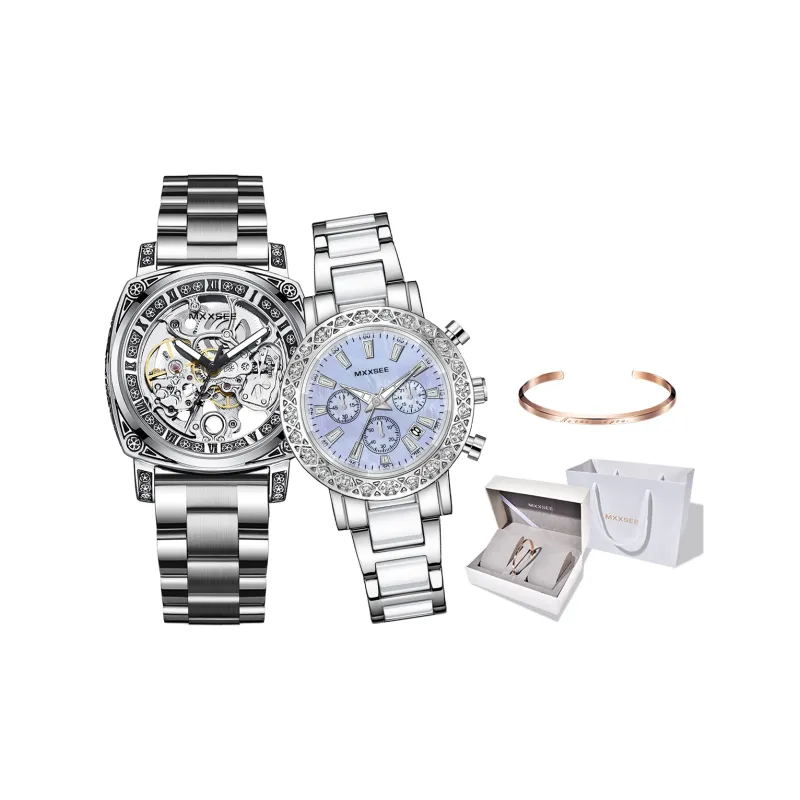 MXXSEE Automatic Mechanical Movement Steel Strap Watch Unisex White Dial-23