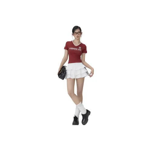 WEEKEND HUB Casual Short Skirts Women's White