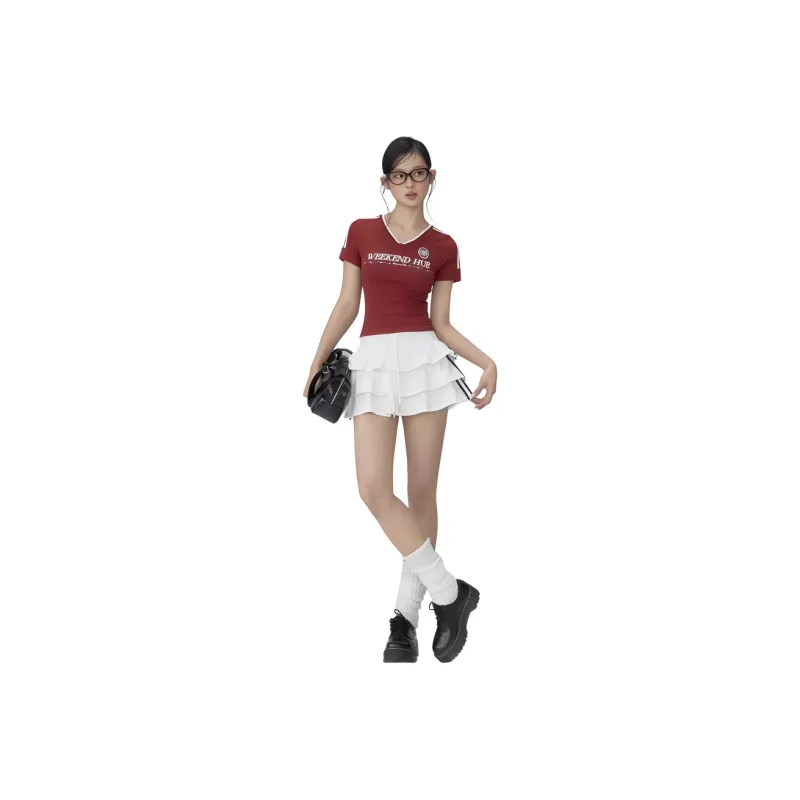 WEEKEND HUB Casual Short Skirts Women's White-0
