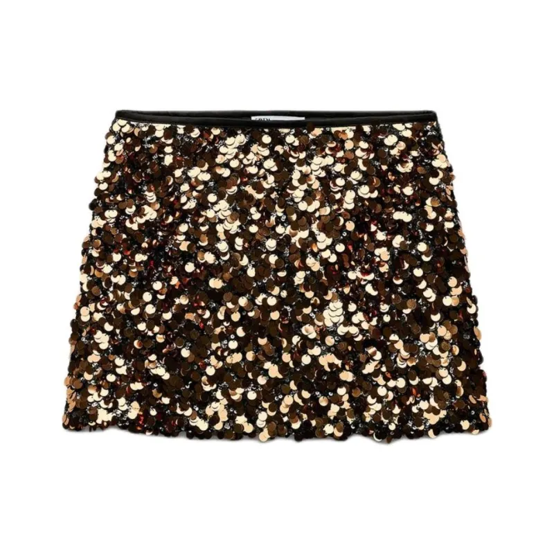 ZARA Casual Short Skirts Women's Gold-0