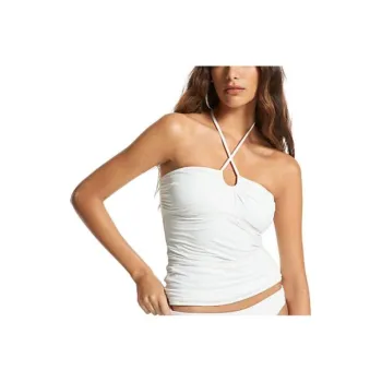 MICHAEL KORS Stretch Nylon Tankini Top Bikini Top Women's White