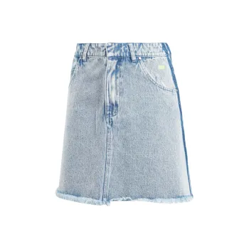 Adidas Originals Kseniaschnaider Frayed Denim Short Skirts Women's Light Gray Blue