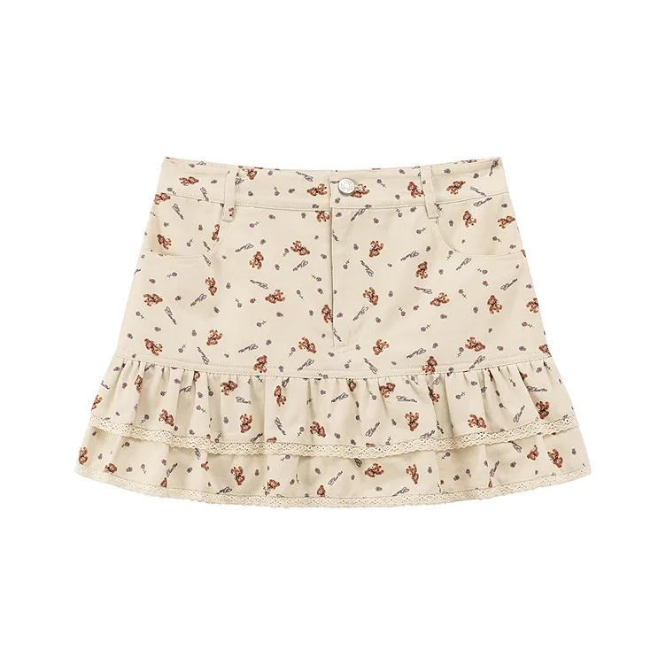 CHUU Casual Short Skirts Women's White Apricot-0