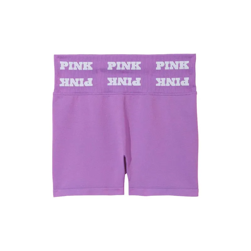 Victoria's Secret PINK SOFT SEAMLESS3'SHORTS/GlazedVioletLogo Sports Shorts Women's Glazed Surface Violet Emblem-0