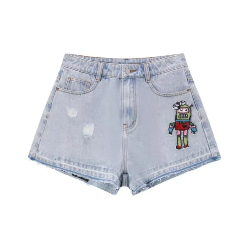 URLAZH Denim Shorts Women's Egg Cyan