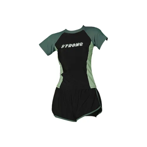 Hao Zhilang Two Piece Swimsuits Women's Black Green