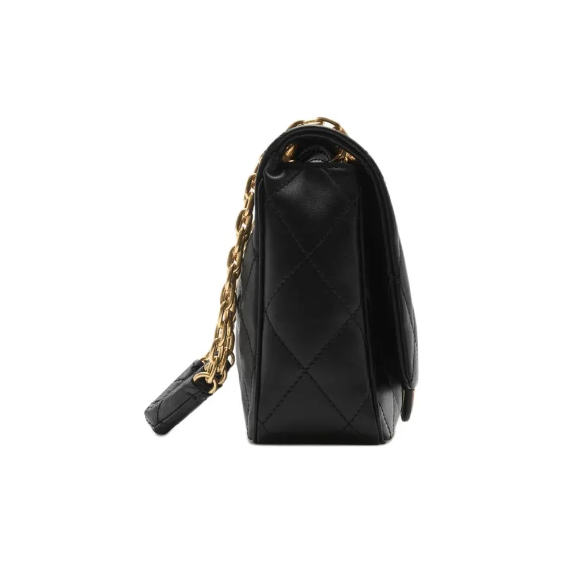 Burberry Calfskin Shoulder Bag Medium Size Women's Black-1
