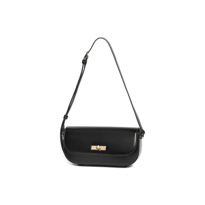 BELLE Cow Leather Underarm Shoulder Bag Women's Black-1