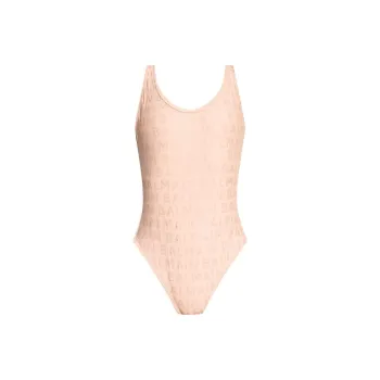BALMAIN Logo print One shoulder Swimsuit
