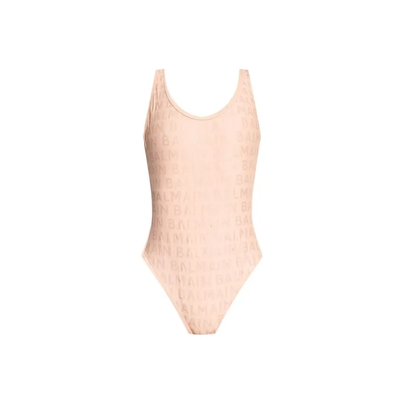BALMAIN Logo print One shoulder Swimsuit-0