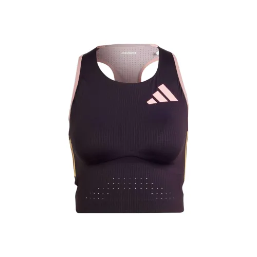Adidas ADIZERO running amp CROP TOP Tank Top Women's Black Purple