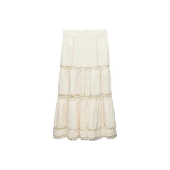 ZARA ZW Series Casual Long Skirt Women's White