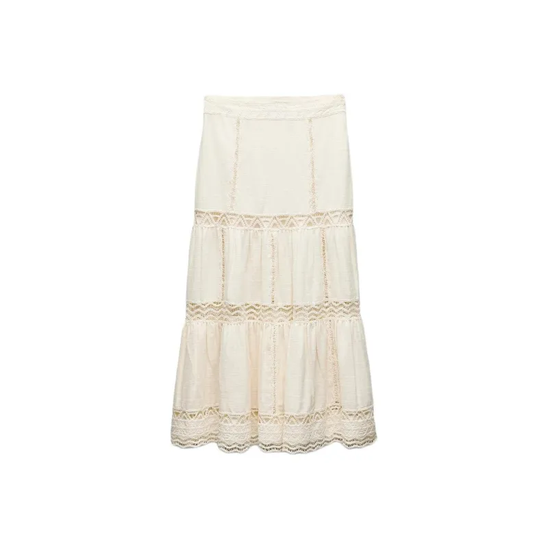 ZARA ZW Series Casual Long Skirt Women's White-0