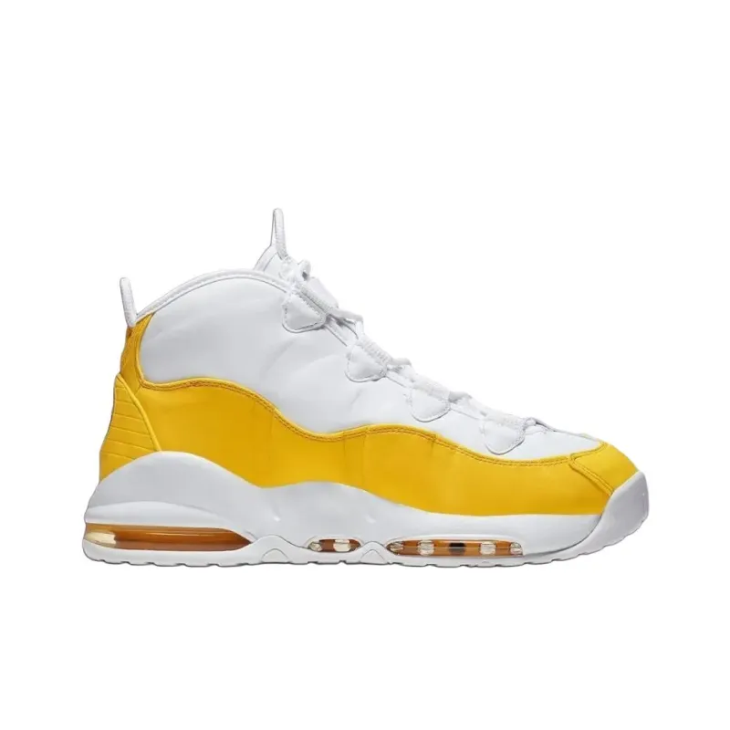 Nike Air Max Uptempo Anti Slip Wear Resistant Mid Top Basketball Shoes Unisex White Yellow 2025 Edition-1