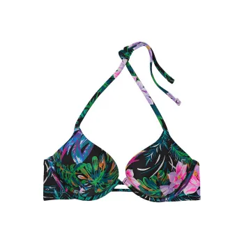 Victoria's Secret Mix & Match Bombshell Push-Up Bikini Top/Black Tropical Bikini Women's Black Print